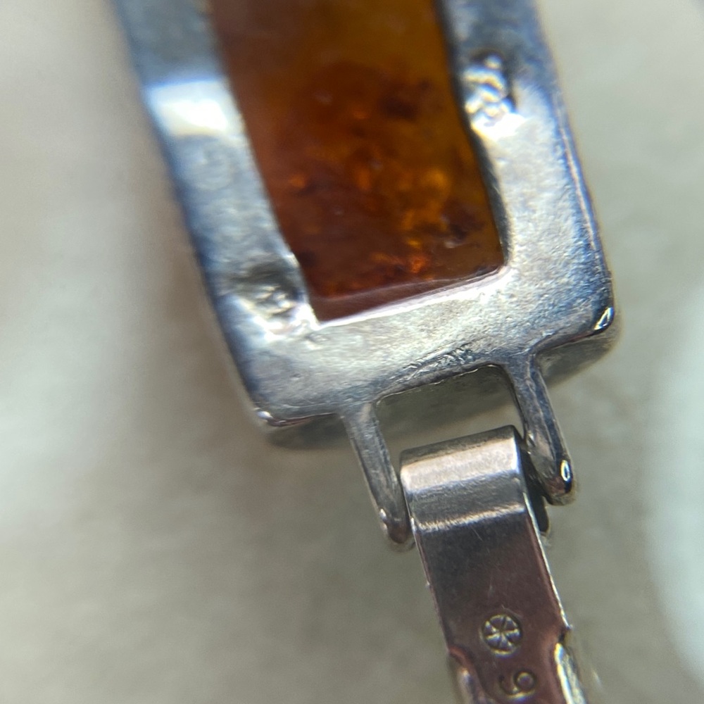 925 SS Amber bracelet with cherry and butterscotch amber, 7.5”long retail $285. - Picture 5 of 6
